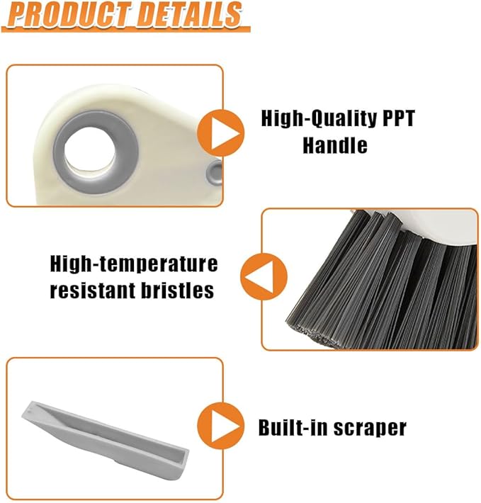 YoRise 2 in 1 Car Groove Cleaning Brush, Multifunctional Hard Bristle Car Window Track Cleaner Tool with Hidden Scraper, Universal Auto Door Crevice Cleaning Accessories for Window Sill(Gray-1PCS)
