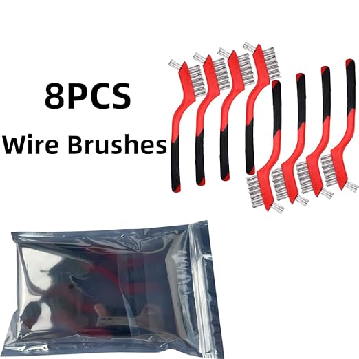 8pcs Premium Wire Brushes Set for Rust Removal, Paint Cleaning, and Metal Polishing - Versatile Tools for Automotive, Industrial, and Home Use - Durable Brass and Steel Brushes for Every Cleaning Task