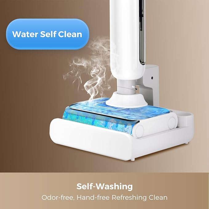 Wet Dry Vacuum Cleaner, 17000Pa Cordless Vacuum Mop Combo for Hard Floors, 180° Lay-Flat Design with Edge Cleaning, Self-Cleaning Floor Washer, Up to 45 Min Runtime, LED Display & Voice Prompts