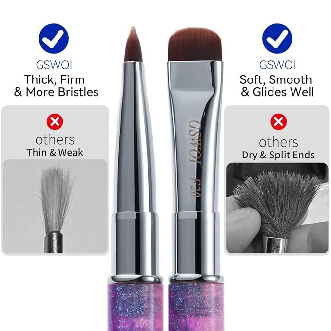 French Tip & Nail Cleaning Brush - Dual Function Gel Polish Clean Up Tool with Custom Firm Bristles for Professional Manicure (F20)
