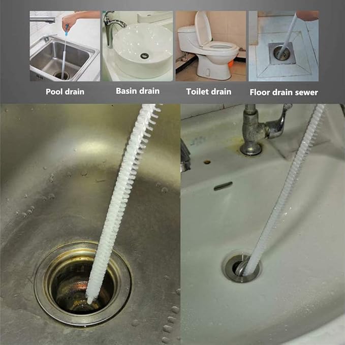 Jumper Joo Drain Snake Brush,Drain Brush for a Sink Drain, 28 inch (71cm), Sink Drain Brush Drain Clog Cleaning Brush,2pcs