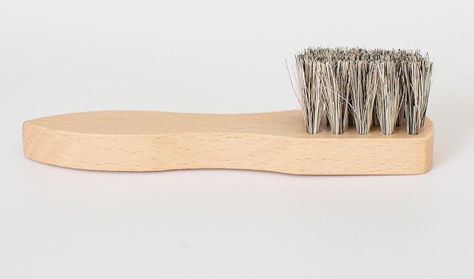 Meltonian Grey Welt Shoe Brush | Premium Horse Hair Welt Brush for Leather Care | Ideal Horsehair Welt Brush for Applying Cream | Use with Meltonian Cream Polish or Wax | Grey Color Horsehair Bristles