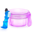 Leakproof Denture Case Purple Denture Soaking Cup with Strainer Basket, False Teeth Container Dental Denture Bath Holder Storage Box Retainer Cleaner Case for Traveling