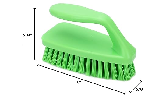 SPARTA Scrub Brush with Iron Shaped Handle and Stiff Bristles, Heavy Duty Scrubber Brush for Kitchen, Bathroom, Shower, Tile, Sink, Carpet and Bakepans, Polypropylene, 6 Inches, Lime