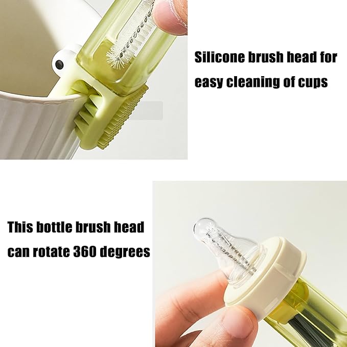 PandaEar 3 in 1 Cup Lid Gap Cleaning Brush Set, Multifunctional jar lids Cleaning Tools, Home Kitchen Crevice Brush Tools (Green/Blue/Pink)