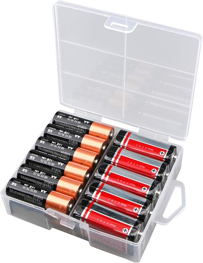 Heyiarbeit 24 x AA Battery Storage Case Holder Organizer Box Transparent