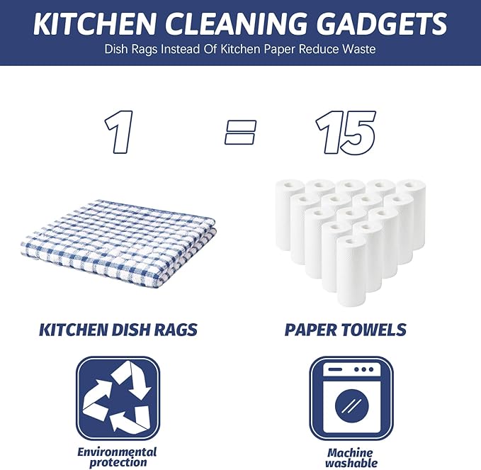 Nialnant 12 Pack Kitchen Dish Rags,100% Cotton Soft Absorbent Quick Drying Dish Cloths for Kitchen,Washing Dishes,Cleaning rags-11 x 11In