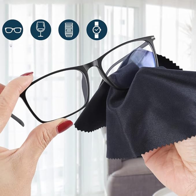 12 Pack Eyeglass Cleaning Cloths for Glasses, 6 Black & 6 Gray, 6x7 Inch Soft Lint-Free Lens Cleaning Wipes Glasses Cleaner Cloth for Screens, Cameras, and Electronics