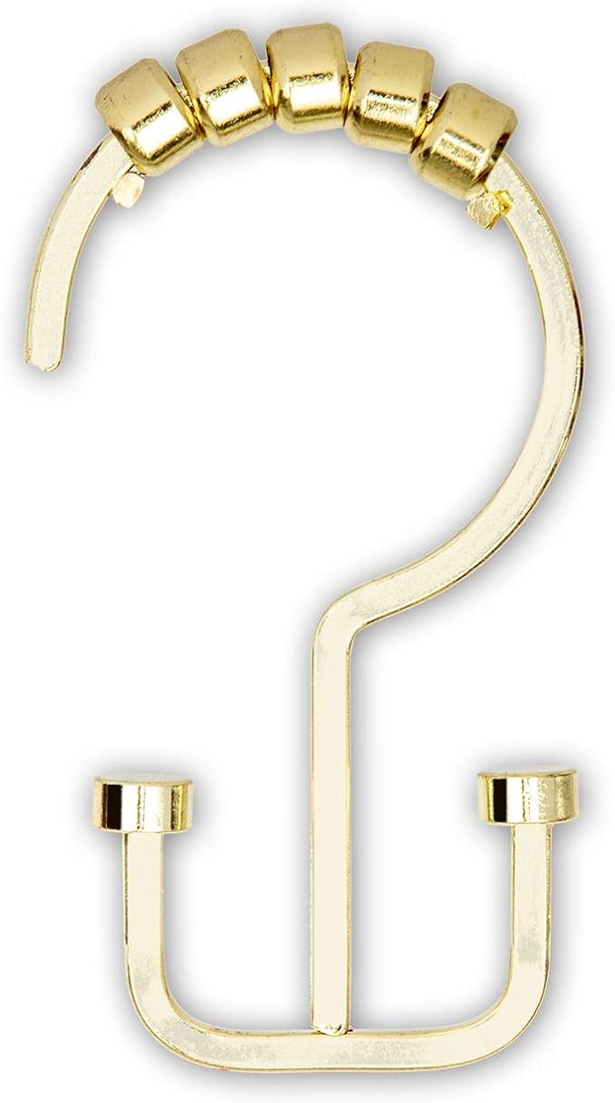 Utopia Alley HK1GD Deco Flat Double Roller Shower Curtain Hooks; Gold - Set of 12