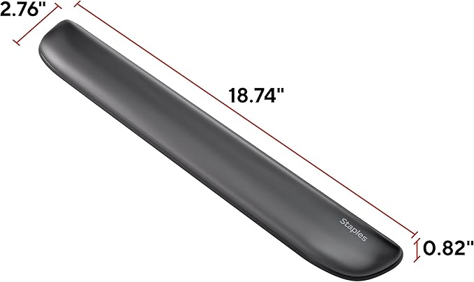STAPLES Gel Keyboard Wrist Rest, Ergonomic Non‑Slip Wrist Support Cushion for Comfortable Typing, Durable Gel‑Filled Design, Black Crystal