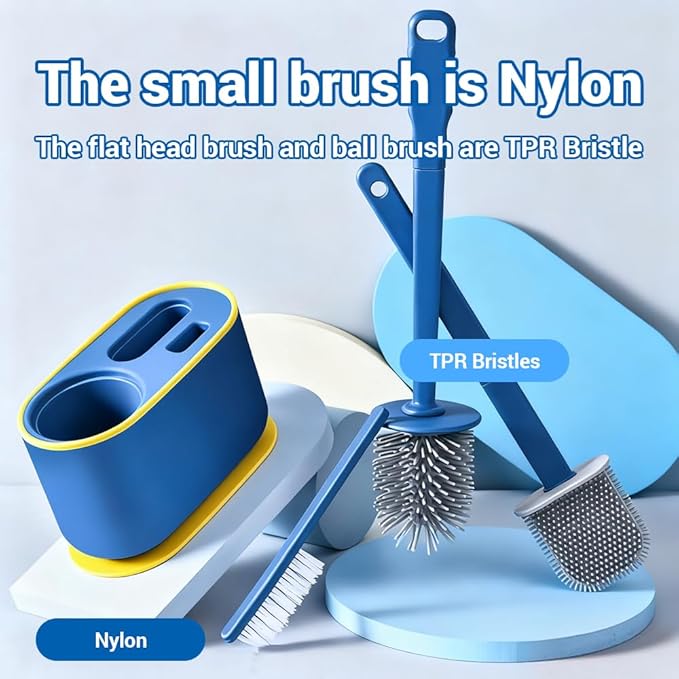 Toilet Brush Set, Bathroom Accessories, Toilet Bowl Cleaners, Deep Cleansing Multifunctional Hanging Toilet Brush Set for Bathroom(Bule)