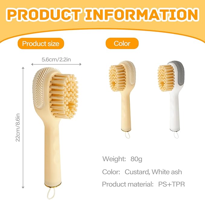 Soap Dispenser Scrub Shoe Brushes for Cleaning, Multi-Function Liquid Adding Soft Fur Cleaning Brush for Stains, Shoe Scrubber Brush,2 Pack