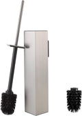 Toilet Brush and Holder Wall Mounted, Brushed Nickel Aluminum with 2 Replaceable Heads, Bathroom Toilet Brush, Drill or 3M Adhesive Mount for Bathroom