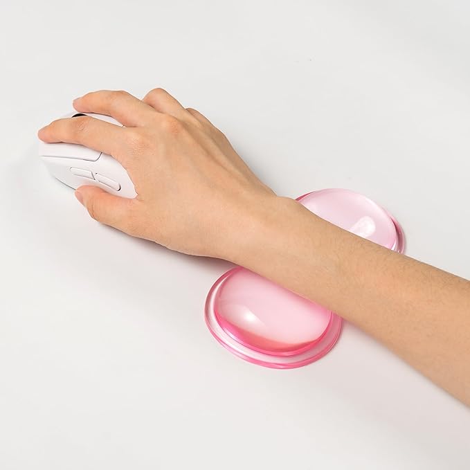 Ergonomic Silicone Gel Keyboard and Mouse Wrist Rest Set – Clear Wrist Rest for Keyboard 60%/68%/75%, Comfort & Support for Typing and Gaming (Light Pink)