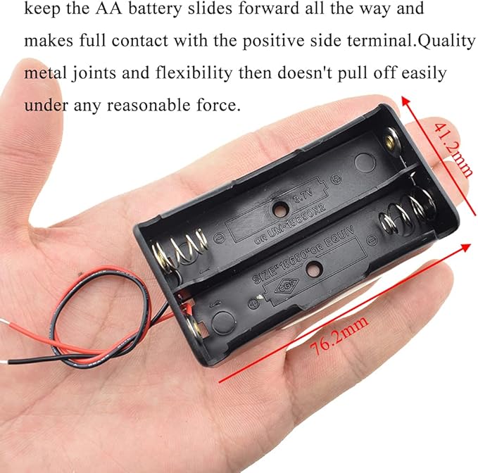 HAHIYO 18650 Battery Holder Bundle Series with Wire Sturdy Clapm Flexible Springs Contact Build-in Harnesses Batteries Black Case Easy Install 8 Pieces for Wall Clocks Ham Radio Kids Toys
