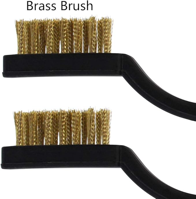 15 Pcs Mini Brass Wire Brush Set for Cleaning Welding Slag Rust, Wire Bristle Scratch Brush Set, Curved Handle Brushes (Brass)