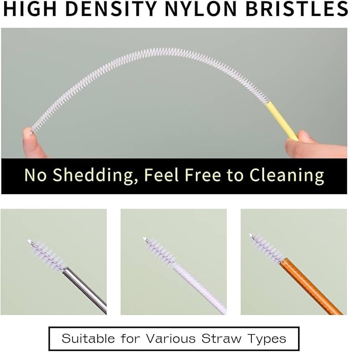 Straw Clean Brush Extra Long Straw Tube Brushes for Cleaning, Reusable Drinking Straw Cleaner Brush Set, Glass Pipe Cleaning Brush (12 inch)
