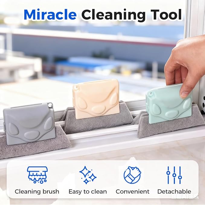 Magic Window Track Cleaner, 2025 Upgraded Window Groove Cleaning Brush Tools Set, Hand-held Window Track Cleaner Brushes Tools, Sliding Track Cleaner for Sliding Door, Sill, Tile Lines (Mix 3PCS)