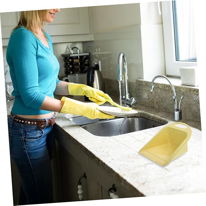 Handheld Dustpan Small Portable Dust Pan 2pcs Lime Yellow with Handle for Home Office Tabletop Garbage Collection Cleaning