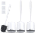 Lefree Toilet Brush Set, 3 Pack Silicone Toilet Bowl Brush and Holder with Ventilated Holder, for Bathroom Floor Standing & Wall Mounted Scrubber