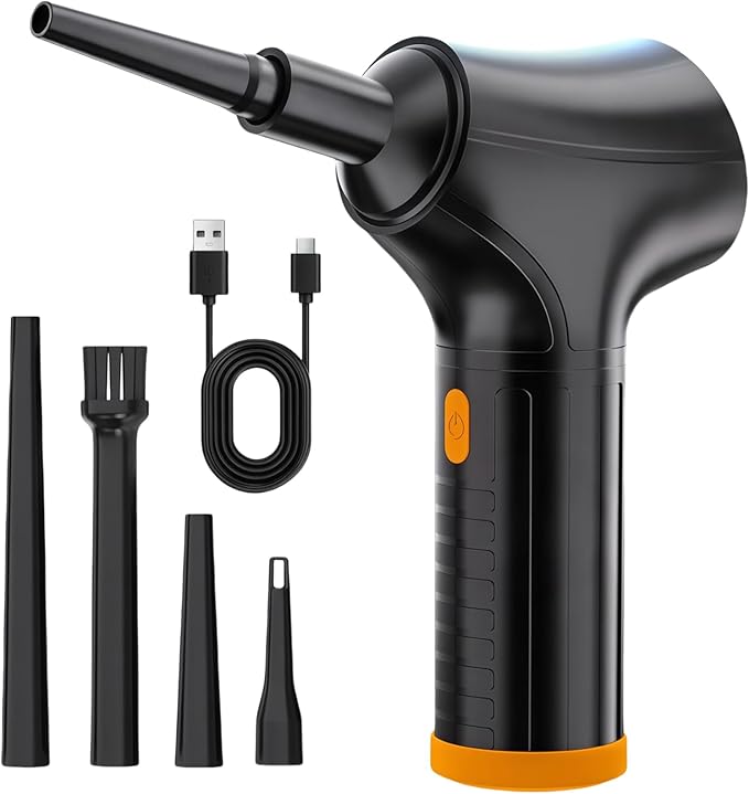Keway Electric Compressed Air Duster - High-Power Rechargeable Cordless PC Duster with 3 Adjustable Speed Settings, Air Blower for PC Cleaning, Keyboard Duster Spray Air Can Replacement