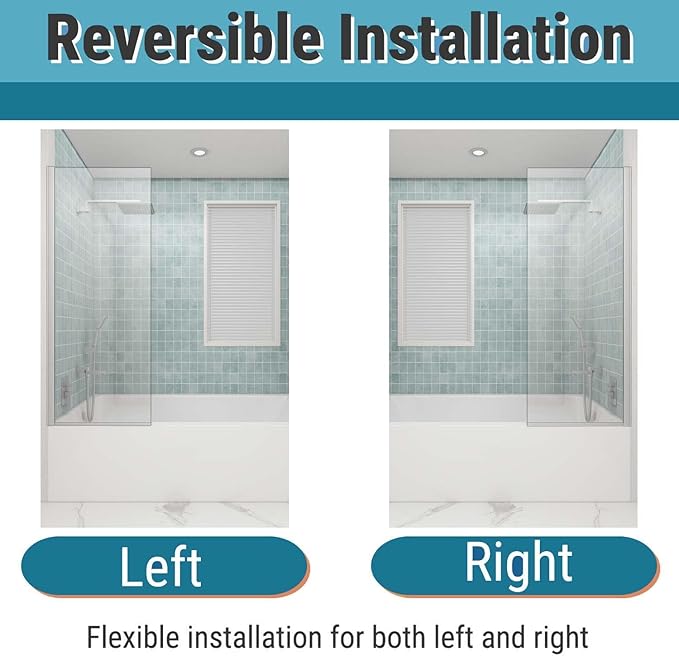 Sunrosa 24"×60" Bathtub Glass Panel,8mm Thick Shower Screen,Brushed Nickel Semi-Frameless Bathroom Shower Door, Easy to Clean