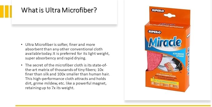 Miracle Microfiber Scrubbing Sponge, Red Extra Scrubbing Power Kitchen Sponge, Sink, Pot, Pan and Dish Washing, Super Absorbent and Rapid Drying, 3-Pack, by Superio