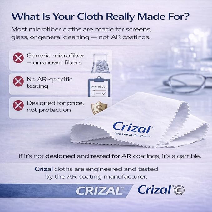 Eyeglass Cleaning Cloths –2 Pack Premium Microfiber – Designed & Tested for AR-Coated Lenses – Trusted by Optical Professionals