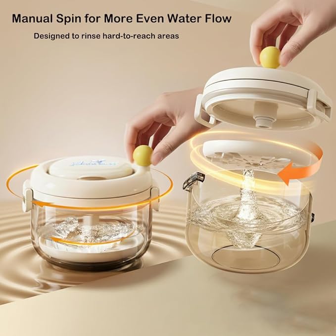 Denture Bath Cup，Retainer Cleaner Case Box,Night Mouth Guard Case Holder,Storage Soak Container with Drain Tray for Travel Cleaning with Mirror and Brush (Beige)