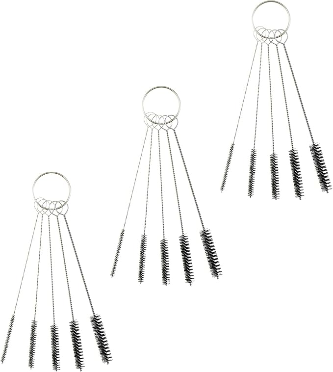 MEETOOT 15-Piece 4-Inch Nylon Tube Brush Set, Straw Cleaning Brush, Carburetor Cleaning Brush, Small Wire Brush, Cleaning Tools, Black