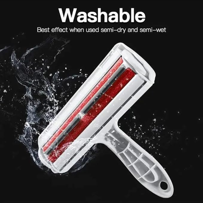 Pet Hair Remover Roller – Reusable Lint Roller for Dog & Cat Fur – Self-Cleaning Animal Hair Removal Tool for Furniture, Couch, Carpet, Bedding, Car & Clothing – No Sticky Tape Needed (Red)
