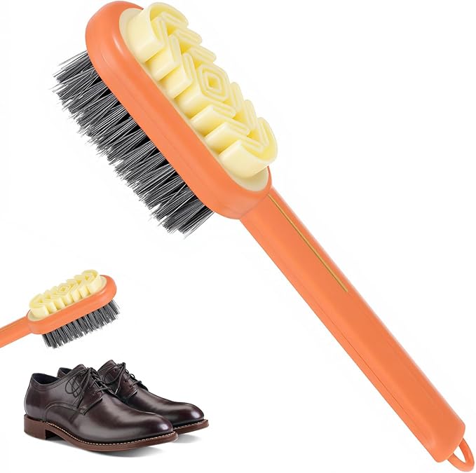 2-in-1 Suede Shoes Brush Rubber Polish Eraser Lazy Shoe Brushes All-Round Cleaning Tool Orange Shoe Brush and Eraser with Soft Bristles for Suede Nubuck Shoes Bag Jacket Boots Cleaning