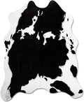MACEVIA Faux Cowhide Rug Cute Cow Print Rugs Animal Area Carpet Western Decor for Living Room Bedroom Non-Slip 59" L x 47.2" W(4.9ft x 3.9ft)