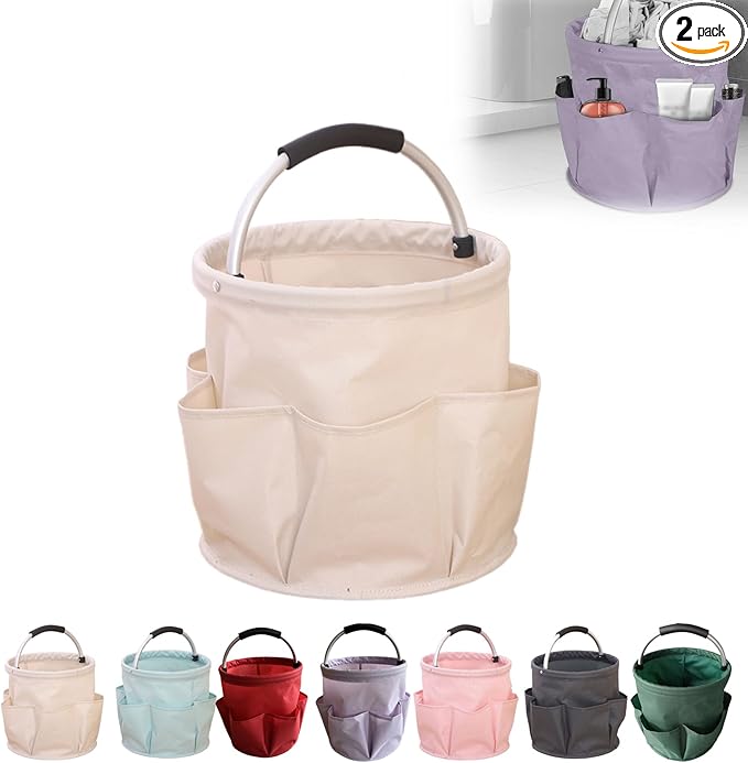 Professional Cleaning Caddy Organizer - 11" Wearable Cleaning Supply Bag with Adjustable Shoulder Strap & Handle - Housekeeper Essentials Organizer for Detailing Tools & Supplies (White)