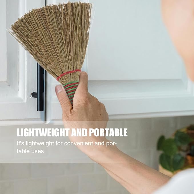 Natural Corn Bristle Hand Whisk Broom with Handle for Indoor Cleaning Dense Miscanthus Weave for Dust and Debris Removal Multipurpose Floor and Furniture Sweeper Home Cleaning Tool