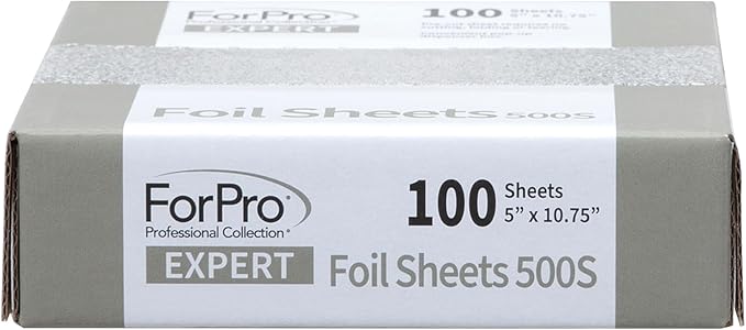 ForPro Expert Embossed Foil Sheets 500S, Aluminum Hair Foils for Color Application and Highlighting Services, Food Safe, Pop-Up Dispenser, 5” W x 10.75” L, 100-Count