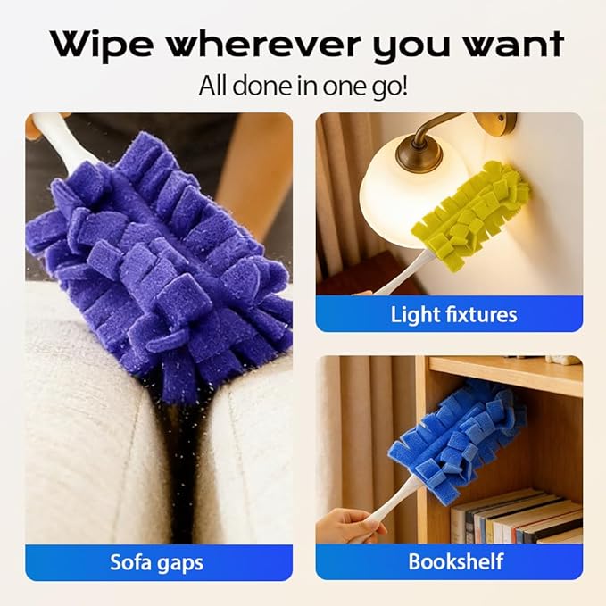 Reusable Duster Refills, Fleece Duster Refill Reusable Dusters for Cleaning, Electrostatic Duster Refills Washable Cleaning Pads Tools for Home, Blinds, Car, Furniture (5 Colors*3)