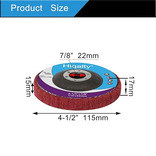 10Pcs 4 1/2" x 7/8" Non-Woven Flap Disc Polishing Grinding Wheel,Scouring pad Buffing Wheels for Angle Grinder,Flap Discs for Power-Operated Grinders