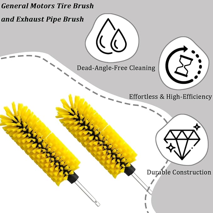 Drill Brush for Car Wheel, Soft No Scratches Vehicle Rim Cleaning Brush for Wheel Rim Engine, Highly Density Automotive Tire Drill Cleaner Tool, Universal for Most Vehicles (Yellow)