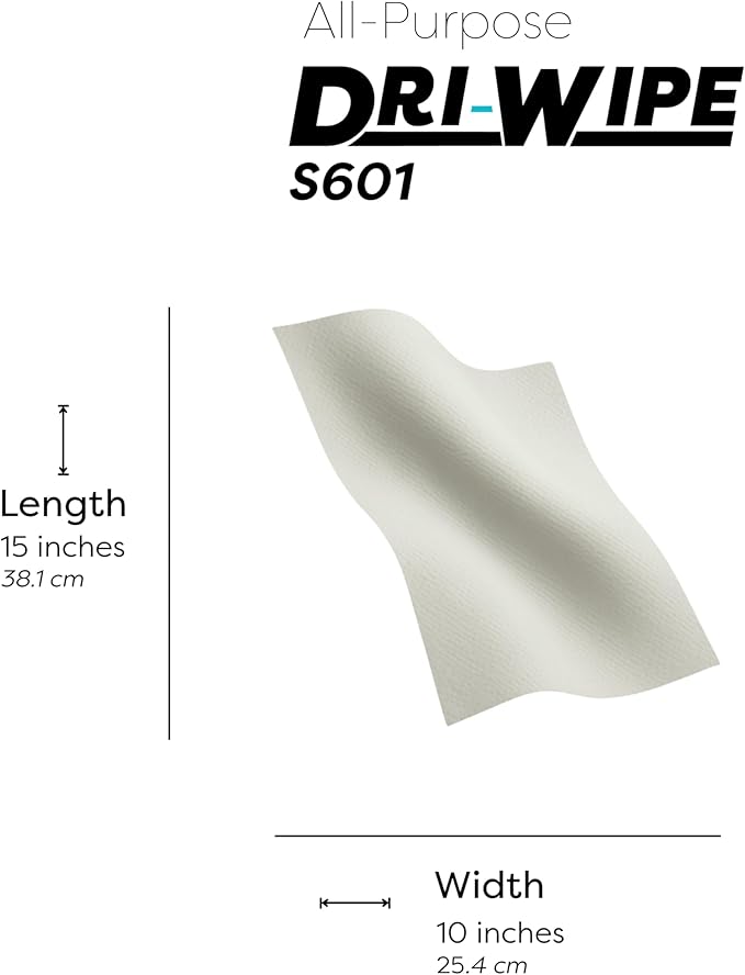 Dri-Wipe S601 by SMPLY Brands – All-Purpose Disposable Cleaning Wipes, 252 Wipes, Strong Alternative to Shop Towels & Paper Towels, 10" x 15" Center-Pull Sheets