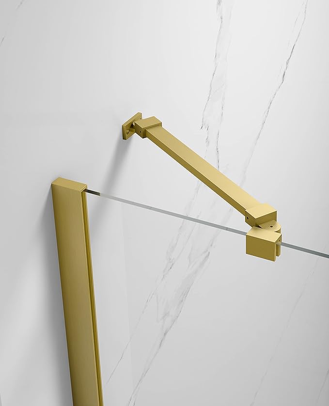 Sunrosa Pivot Tub Shower Door - 48"58", Frameless Glass with Towel Bar, Bifold Bathtub Shower Door in Brushed Gold