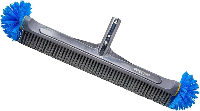 SWIMLINE HYDROTOOLS Pool Brush Head for Inground & Above Ground Pools | EZ Clip Compatible | 22-Inch Aluminum Brush with ROUND EDGE Bristles | Metal Reinforced Neck for Wall, Floor & Corners