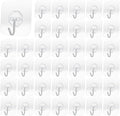 Heavy Duty Adhesive Hooks 33 lb(Max) 15KG,Waterproof and Oilproof Reusable Seamless Hooks Heavy Duty Wall Hook for Kitchen Bathroom Office (Transparent Small 40 pcs)