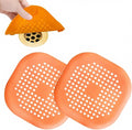 2-piece Silicone Hair Collector, Square Shower Drain Cover with Strong Suction Cup, Anti Clogging Hair Collector for Bathtub, Shower and Bathroom Drainage (Orange)