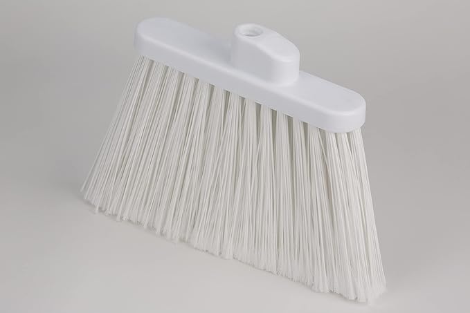 SPARTA 41082EC02 Plastic Color Coded Broom, Flagged Bristles, Long Broom With Angled Head For Large Debris, 56 Inches, White, (Pack of 12)