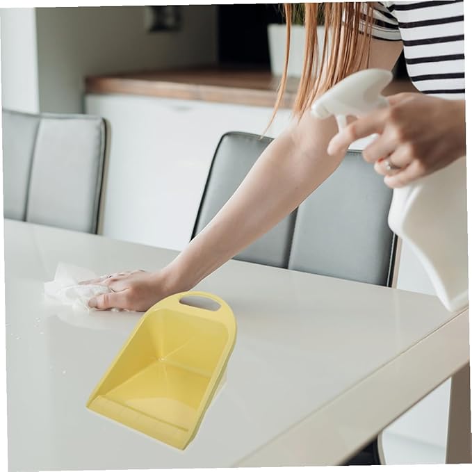Handheld Dustpan Small Portable Dust Pan 2pcs Lime Yellow with Handle for Home Office Tabletop Garbage Collection Cleaning