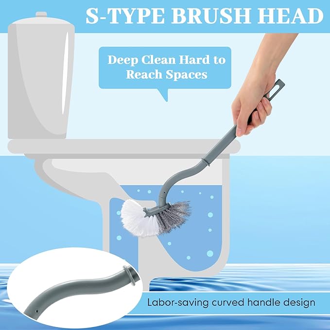 12 Pcs Curved Toilet Bowl Brush Bulk Bathroom Deep Cleaning Toilet Cleaner Scrubber Without Holder Handle Curved Brush Hanging Under Rim Household Cleaning for Bathroom(Gray)