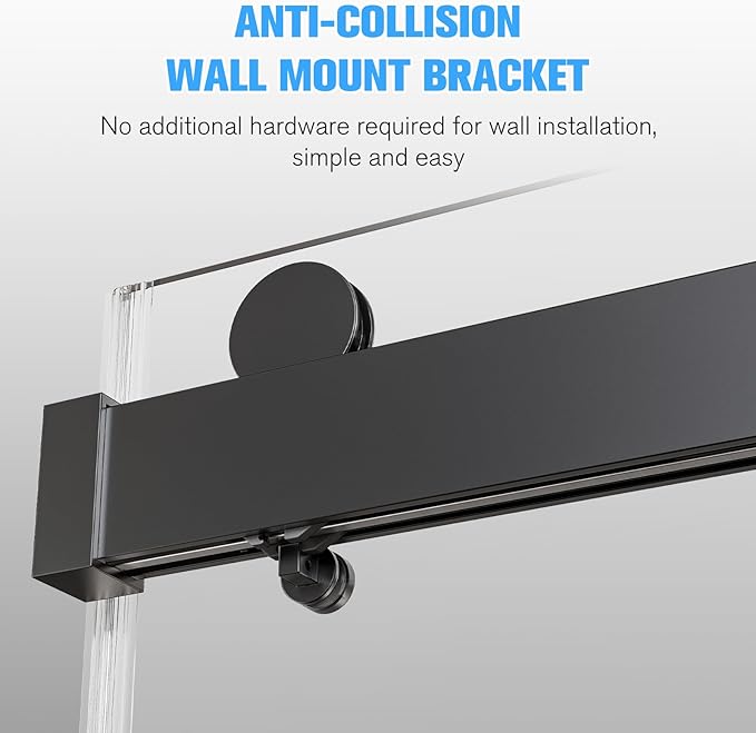 68-72" W x 76" H Frameless Double Sliding Shower Door w/Soft-Close, Bathroom Glass Doors with 3/8" (10mm) SGCC Tempered Glass & Stainless Steel Handle, Reversible Installation, Matte Black