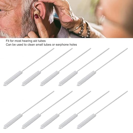 10 Pcs Hearing Aid Vent Tube Cleaning Brush, Professional Nylon Hair Hearing Aid Tube Cleaning Tool Accessory for Clean Small Holes or Pipes