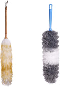 Lambswool Duster with Wood Handle, Microfiber Duster, Household Duster Set for Cleaning Keyboard, Furniture, 2 Pack(Small)